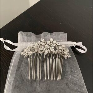 Silver Hair Comb with Crystal Accents
